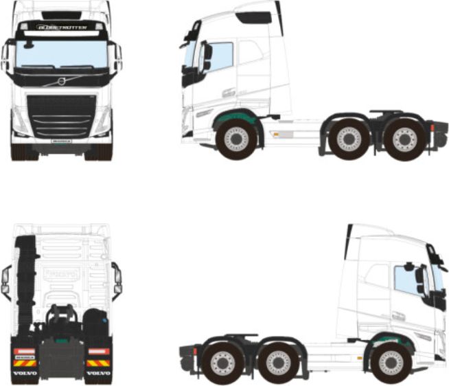 Volvo FH5 Globetrotter 6x2 Twin Steer White Line' - John Ayrey Die Casts