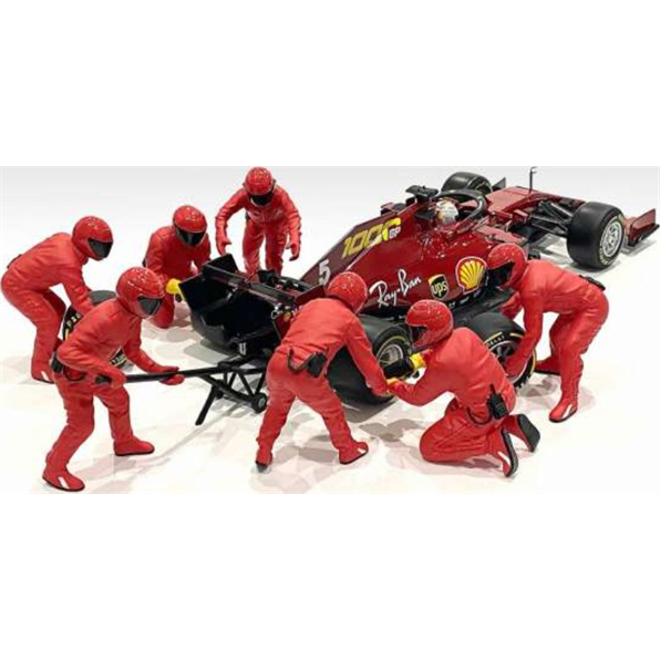 F1 Pit Crew Figures Set #2 Team Red (x7)