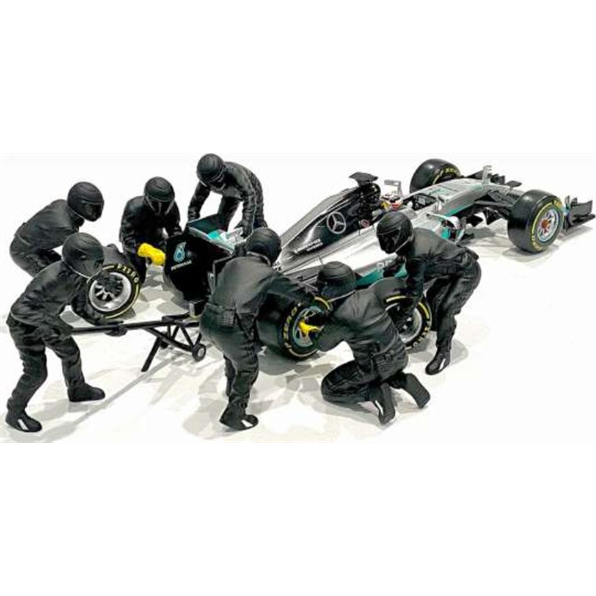 F1 Pit Crew Figures Set #2 Team Black (x7)