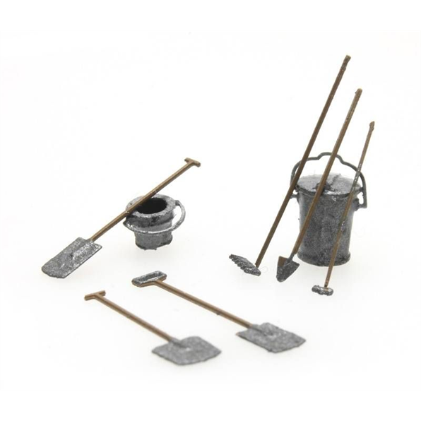 Garden Tools Spade (2) Shovel Hoe 1:87 Ready-Made, Painted