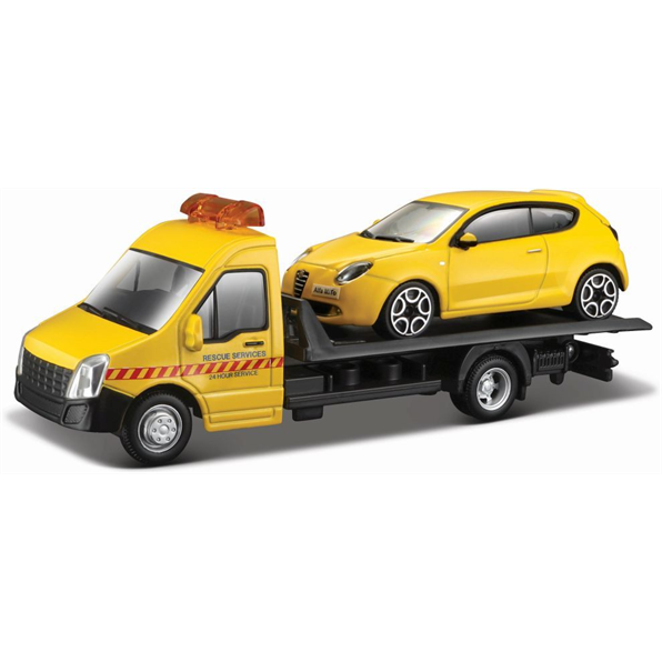 Alfa Romeo Mito + Flatbed Transporter - Ye Transporter - Yellow