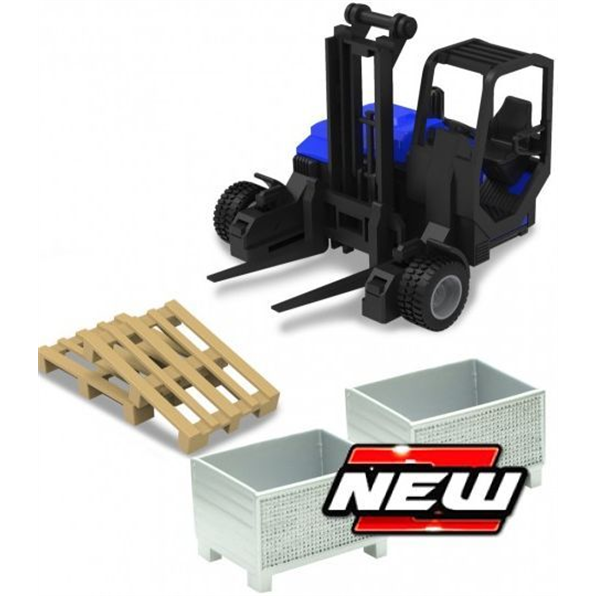 Forklift w/Pallets + Crates