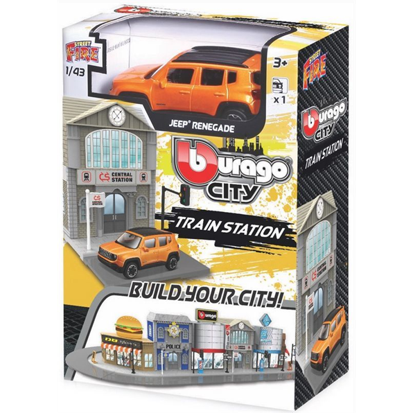 Bburago City Train Station + 1 Car 'Build Your City'