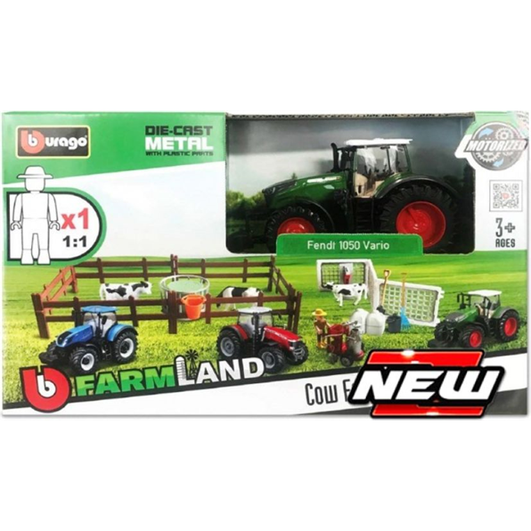 Farmland Playset Cow Feeding w/Fendt 1050 Vario Tractor