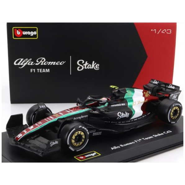 Alfa Romeo F1 C43 Team Stake #24 Monza Italy GP 2023 Guanyu Zhou w/Driver/Case