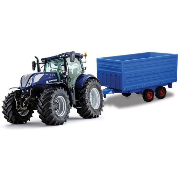 New Holland T7 HDTractor and Hay Trailer Dark Blue