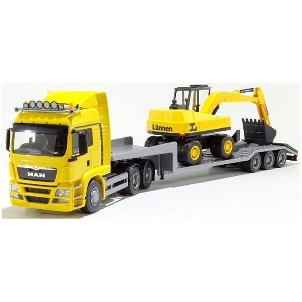 MAN TGS L Low Loader w/Excavator Yellow