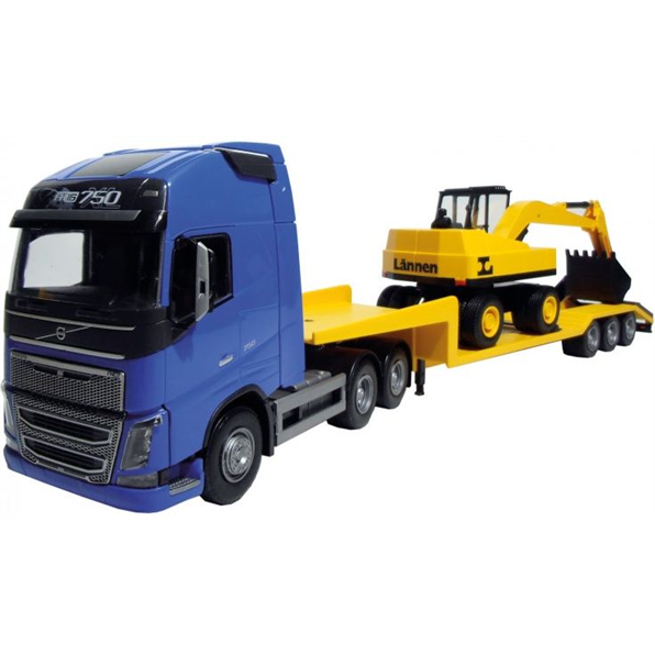 Volvo FH 3 Globetrotter Low Loader w/Excavator Truck Blue/Trailer Yellow