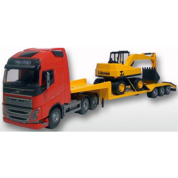 Volvo FH 3 Globetrotter Low Loader w/Excavator Truck Red/Trailer Yellow