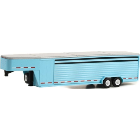 Gooseneck Livestock Trailer 26ft Continuous Three Hole Light Blue