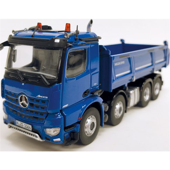 Mercedes Benz Arocs 8x4 Meiller Dump Body Truck Blue - John Ayrey Die Casts