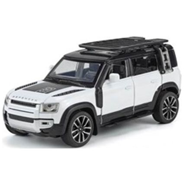 Land Rover Defender 110 White Opening Parts/Light and Sound -1:32 Q3002A