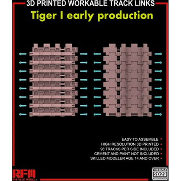 Workable Track Links for Tiger I Early (3D Printed)