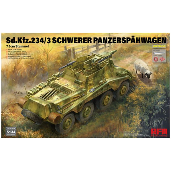 Sd.Kfz.234/3 Schwerer Panzerspahwagen 7.5cm Stummel  w/Full Interior