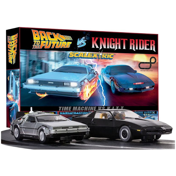 Scalextric 1980s TV - Back to the Future vs Knight Rider Race Standard Analogue Set