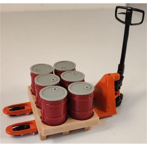 Toyota BT Lifter - Pallet Truck and Pallets With 6 Drums (Made by NZG)