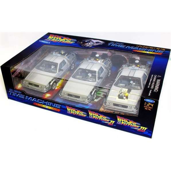 Back to the Future Trilogy set Delorean 3pc Set